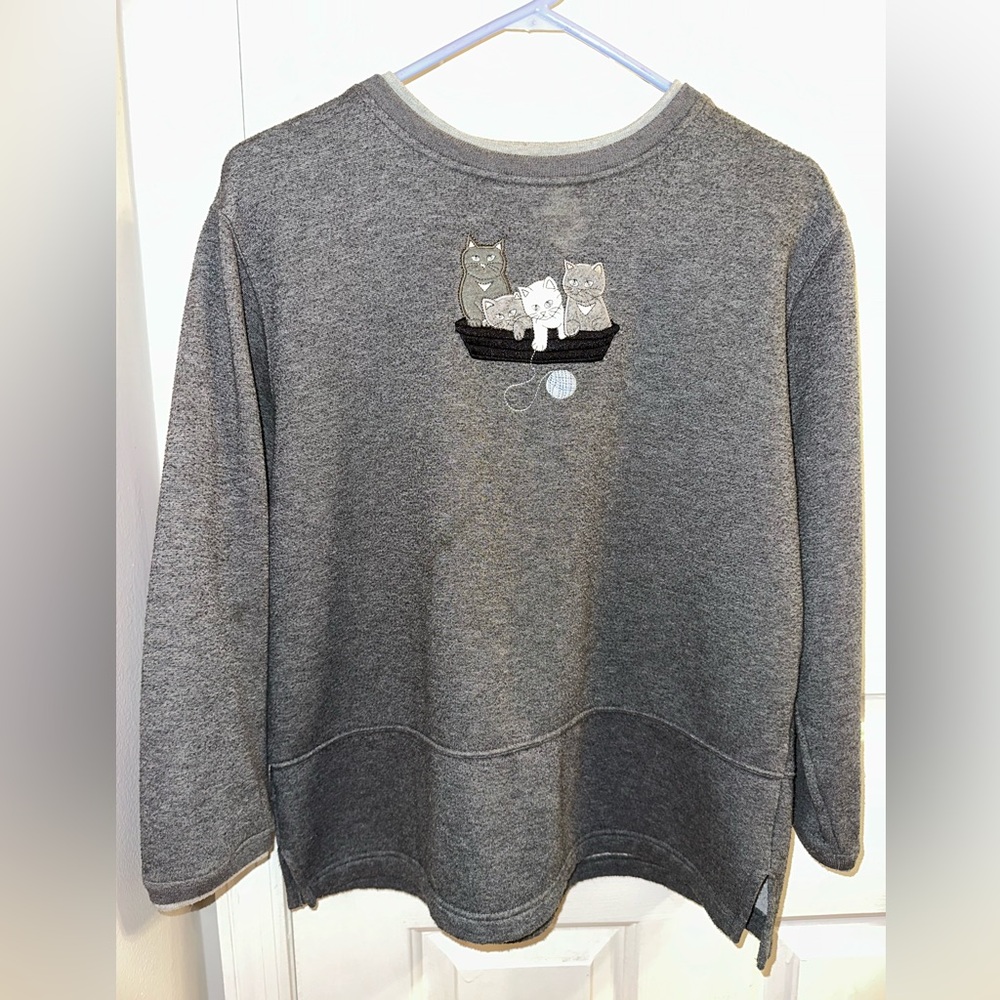 Vintage Jennifer Moore Embroidered Cats Sweatshirt size PM - Picture 2 of 11
